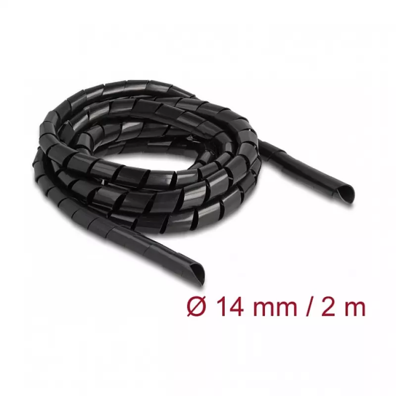 Tubo espiral DeLOCK flexible 2 m x 14 mm negro polietileno