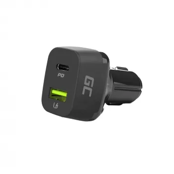 Cargador para coche Green Cell CAD33, 42 W, USB-C PD + USB-A QC3.0, entrada 12/24 V, salida 5–12 V