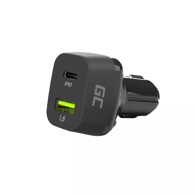 Cargador para coche Green Cell CAD33, 42 W, USB-C PD + USB-A QC3.0, entrada 12/24 V, salida 5–12 V