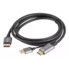 Adaptador de cable de vídeo Lanberg CA-HDDP-20CU-0018-BK 1,8 m DisplayPort HDMI + USB negro, plateado