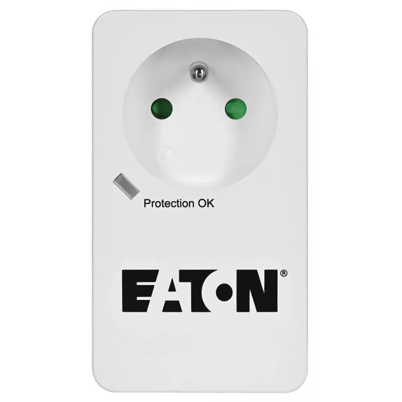 Caja de protección contra sobretensiones Eaton Protection Box 1 FR — 1 toma Type-E, 220–250 V, 16 A, 4000 W, negra, compacta