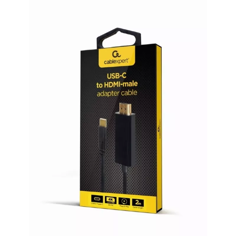 Gembird A-CM-HDMIM-02 cable USB-C a HDMI, 2 m, 4K 60 Hz, negro