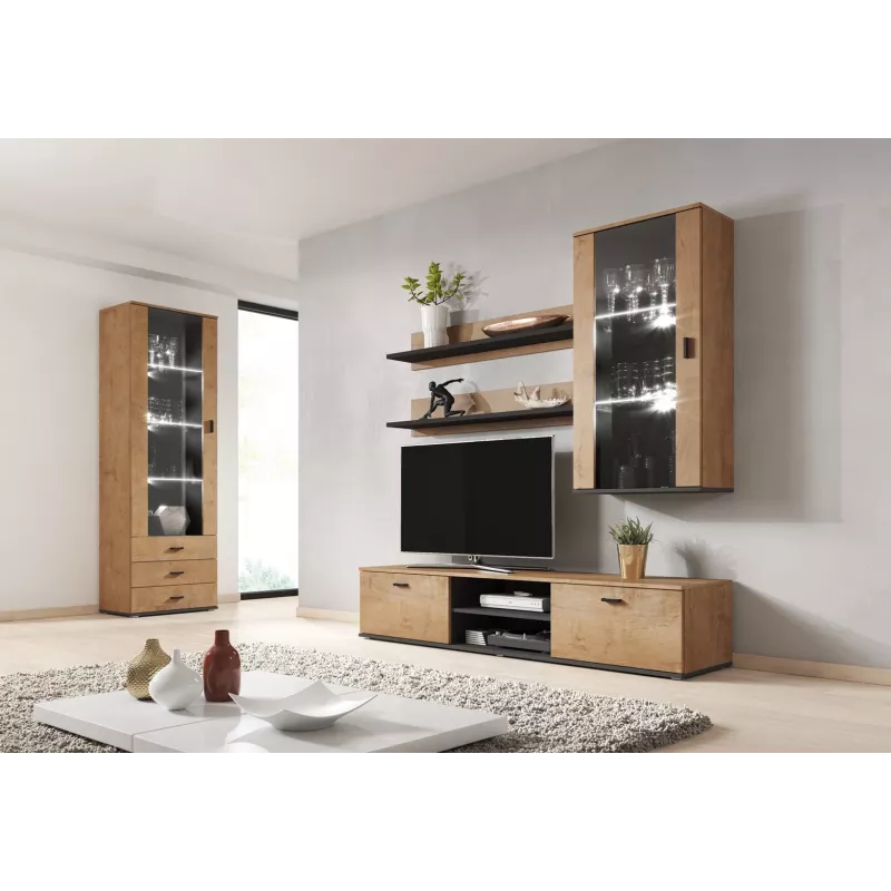 Cama set de dos estantes 125cm SOHO roble lefkas/Negro