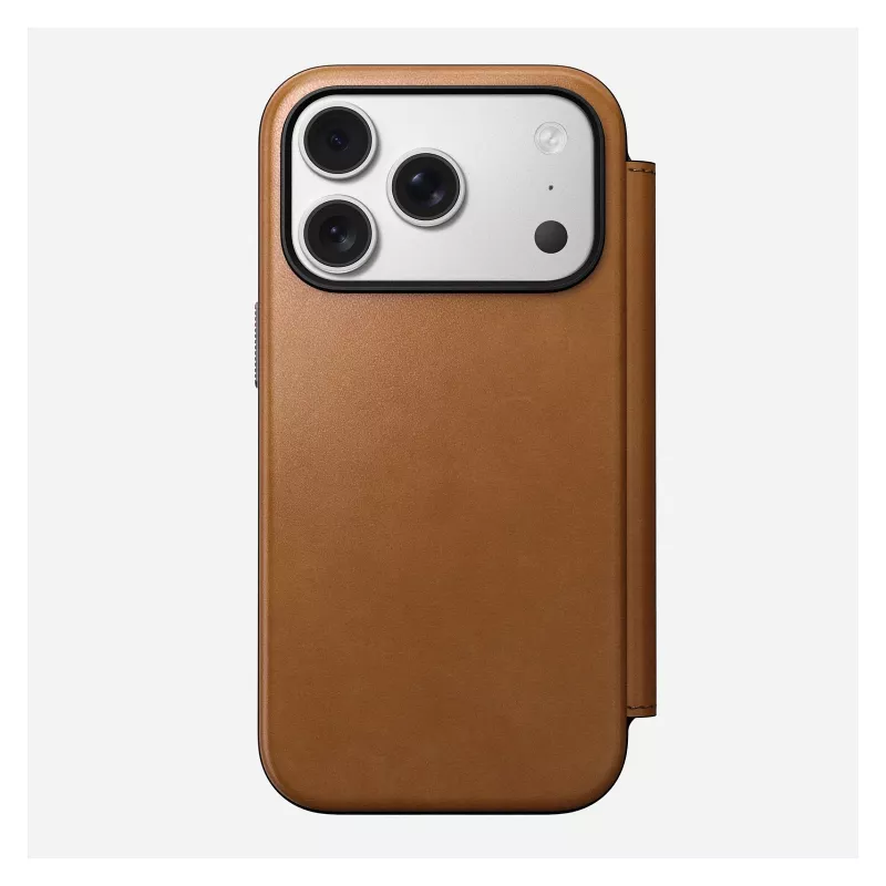 Funda tipo folio Nomad Modern Leather Folio para iPhone 17 Pro, cuero + aluminio, 6,3