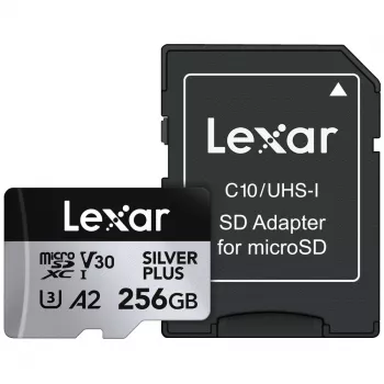 Tarjeta de memoria microSD 256GB C10 A2 U3 V30 205/150MB/s Silver Plus