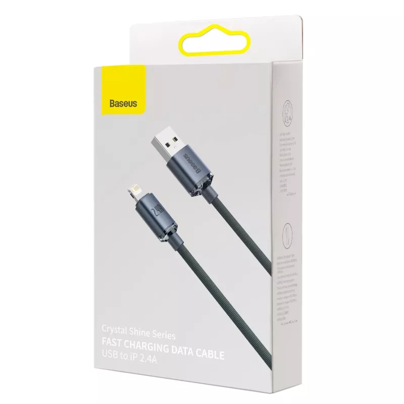 Baseus Crystal Shine Cable USB a Lightning, 2,4A, 2m (negro)