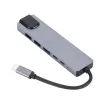Adaptador multipuerto GEMBIRD USB Type-C 6 en 1 A-CM-COMBO5-06 — HDMI, PD 54W, Gigabit-LAN, 2× USB-A, Type-C (5 Gbit/s)