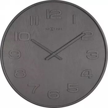 NeXtime Reloj 3095gs Wood Wood Big, Ø52,8 cm, pared, gris
