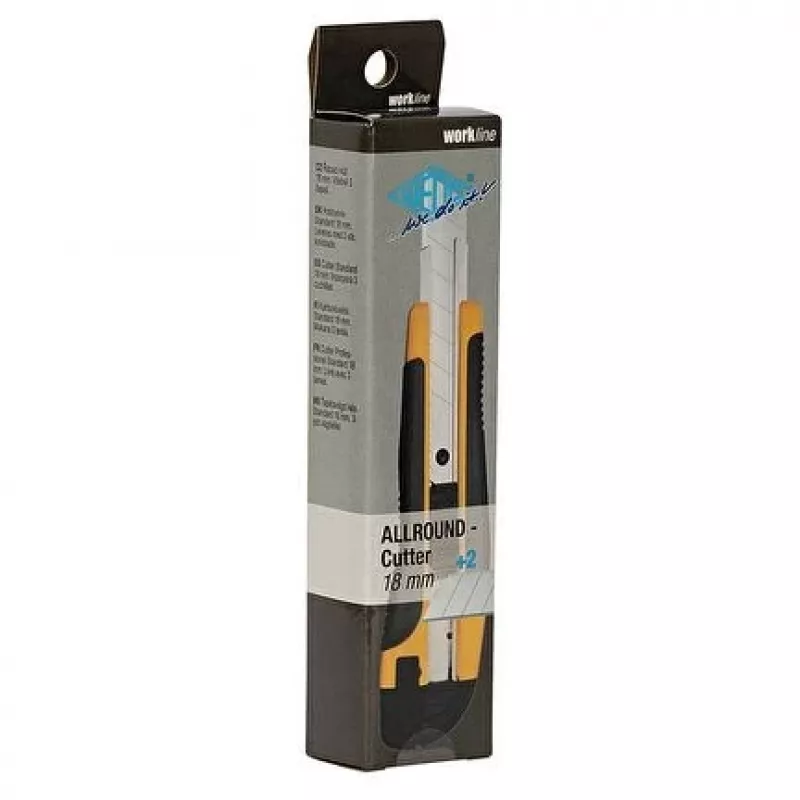 Cúter WEDO 78 618 Allround 18 mm, carcasa de plástico ABS, con 2 cuchillas de repuesto