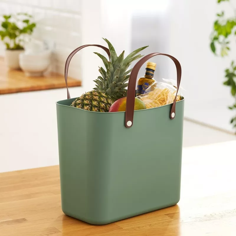 Bolsa rotho Albula verde 25 L plástico reciclado, 340×235×400 mm, carga máx. 40 kg