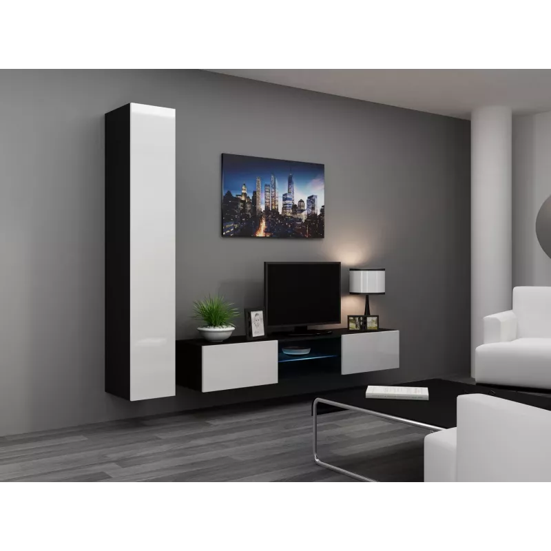 Armario cerrado Cama VIGO '180' 180/40/30 blanco/negro brillo