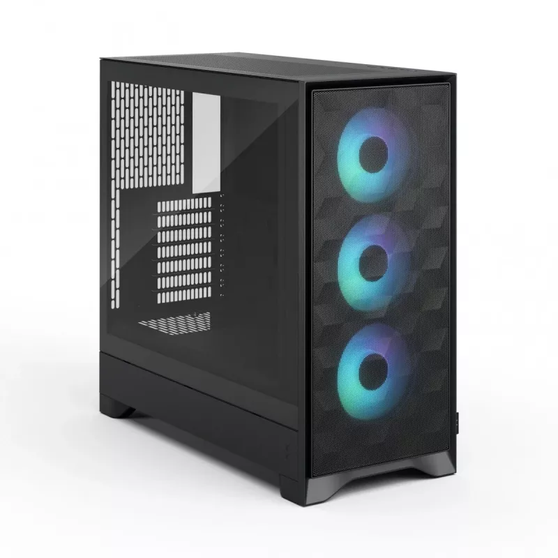 Caja de PC semitorre Fractal Design Pop 2 Air negra sólida — compatible con ATX, 3 ventiladores frontales de 120 mm, bahías de 2,5/3,5