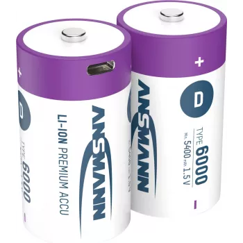 1314-0005 Baterías recargables de Li-Ion Mono D 6000 mín. 5400 mAh caja de 2 - Batería - Mono