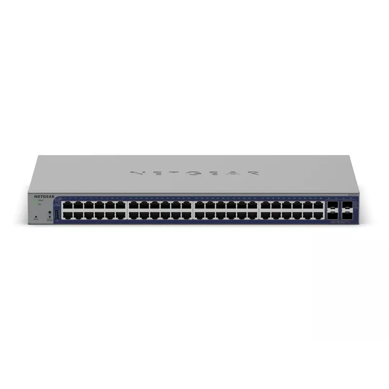 Switch Gigabit Ethernet gestionado Netgear GS752TX, 48x RJ-45 10/100/1000, soporte 10G, rack 1U, gris