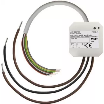 MDT AKU-B2UP.03 Actuador universal, 2 canales, empotrado, 10 A, 230 VAC, 14 µF, 2 EVG