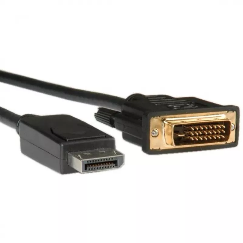ROLINE - Cable de vídeo - DisplayPort (M) - DVI-D (M) - 1 m (DisplayPort 1.1) - Tornillos moleteados - Negro (11.04.5771)