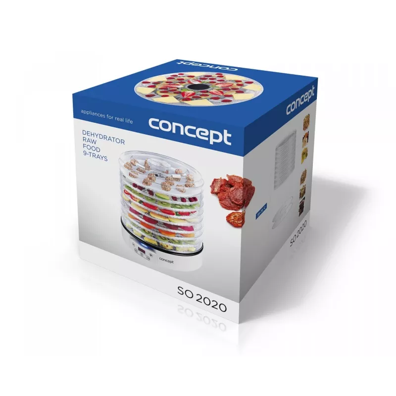 Deshidratador de alimentos Concept Solution SO2020, 500 W, pantalla LED, plata, 220–240 V, 3,3 cm de diámetro de rejilla