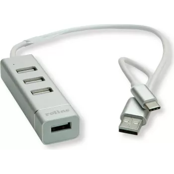 Hub de interfaces ROLINE 14.02.5037 USB 2.0 480 Mbit/s Plata - Blanco (14.02.5037)