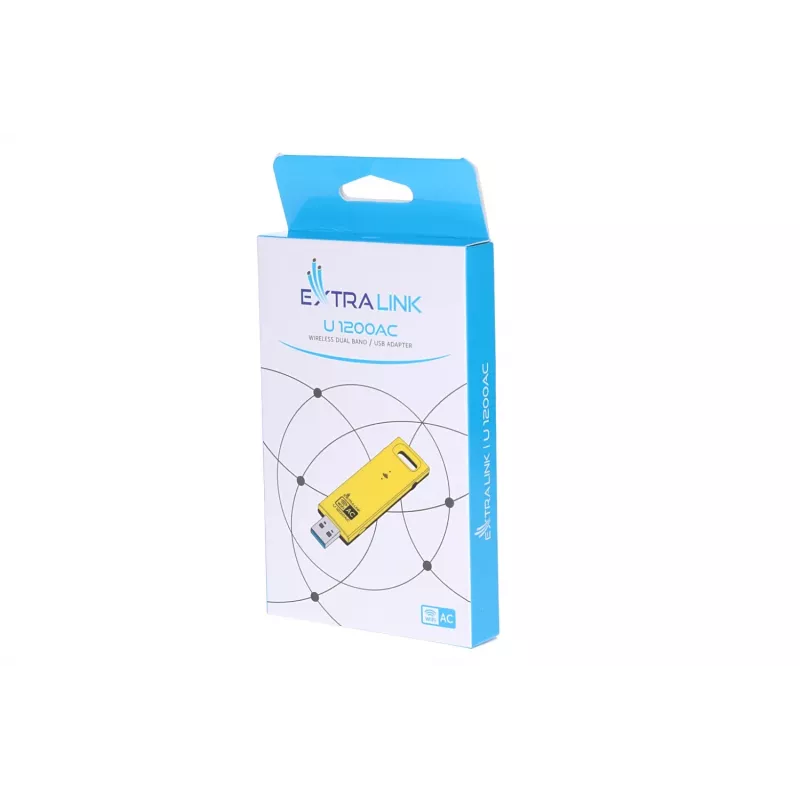 Adaptador USB inalámbrico Extralink U1200AC AC1200 Dual-Band, amarillo plástico