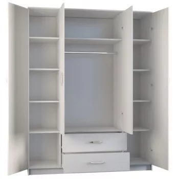 Armario ropero Topeshop ROMANA 160 BIEL KPLB 11 baldas 4 puertas blanco