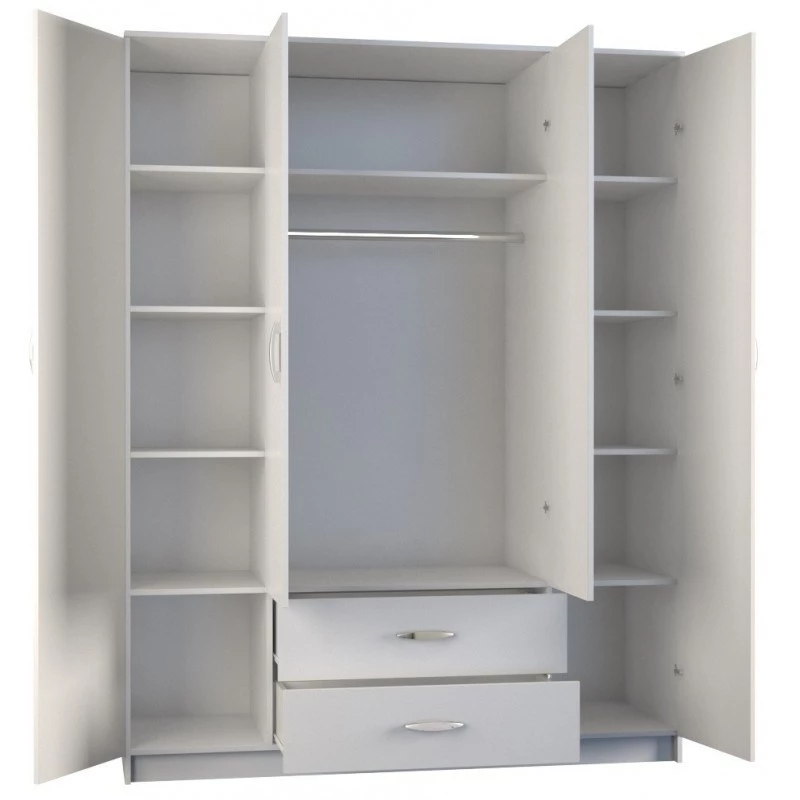 Armario ropero Topeshop ROMANA 160 BIEL KPLB 11 baldas 4 puertas blanco