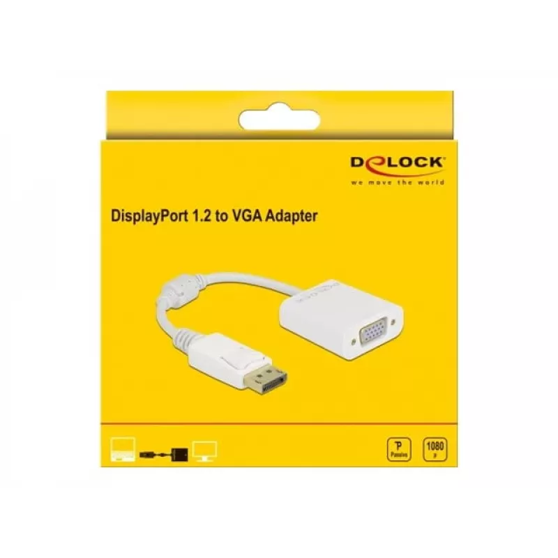 Adaptador DisplayPort 1.2 conector macho a VGA conector hembra DeLOCK 61007