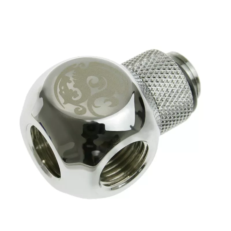 Adaptador en T Bitspower G1/4 inch macho a 2x G1/4 inch hembra - Giratorio, TII, Plata brillante