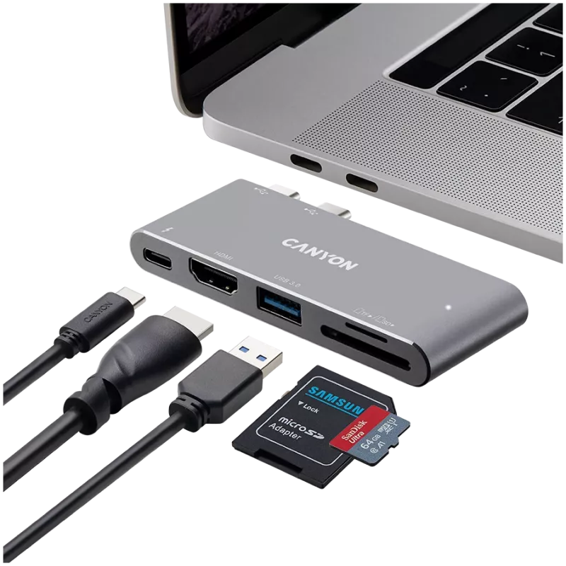 Hub CANYON DS-5 5 en 1 Thunderbolt 3 4K gris espacial