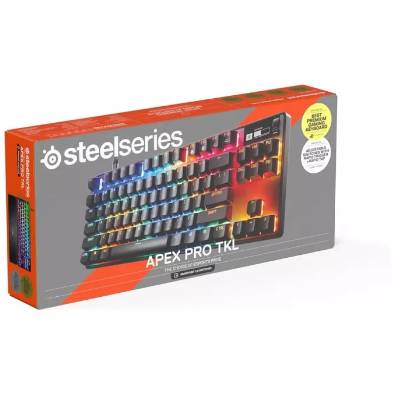 Teclado mecánico gaming STEELSERIES Apex Pro TKL Gen 3 OmniPoint — tenkeyless, actuación ajustable, diseño compacto