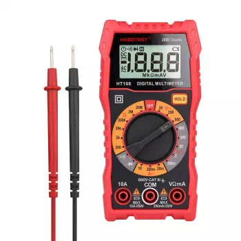 Multímetro Habotest HT108L – DC hasta 600 V, AC hasta 600 V, rango de 10 A