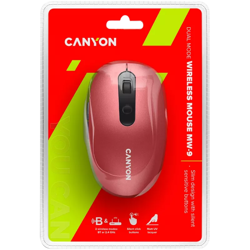 Ratón CANYON MW-9 inalámbrico de doble modo rojo