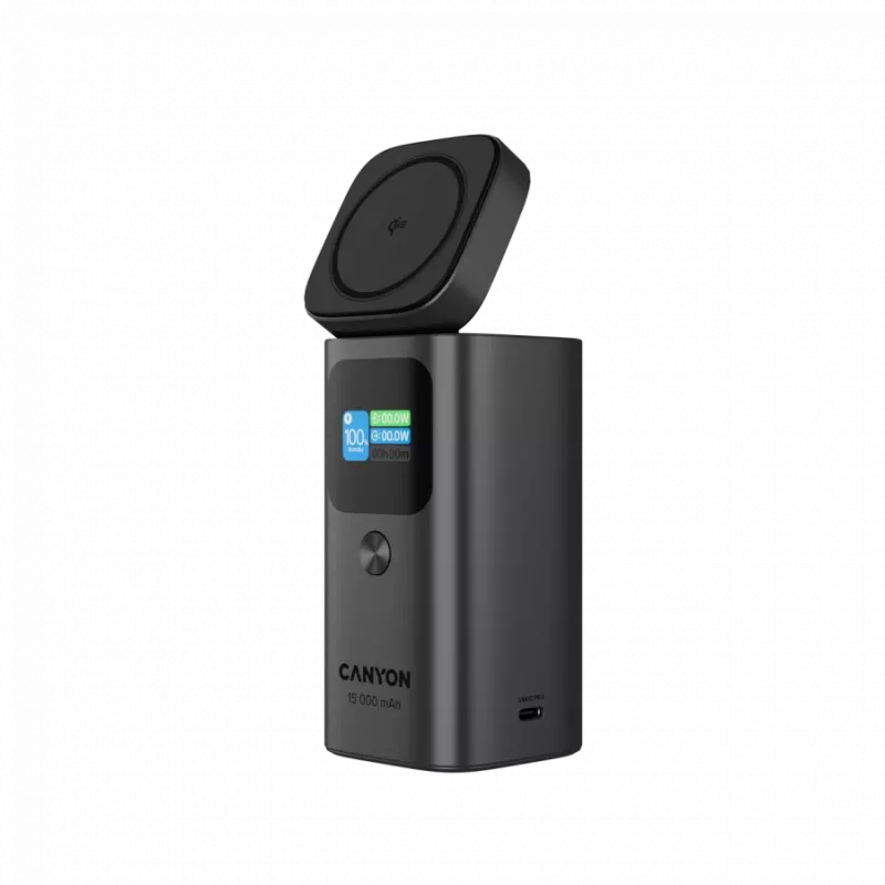 CANYON Batería externa magnética Qi2 OnPower 150 15000mAh Aluminio Gris oscuro