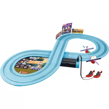 Circuito de carreras CARRERA FIRST Bluey & Bingo Race para niños – set de iniciación slotcar