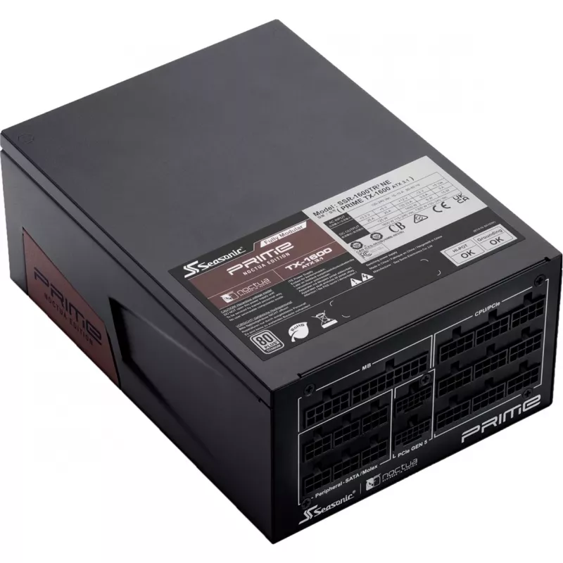 PRIME TX-1600 Noctua Edition, fuente de alimentación PC negra, 2x 12-Pin High Power GPU, 6x PCIe, gestión de cables, 1600 Watt