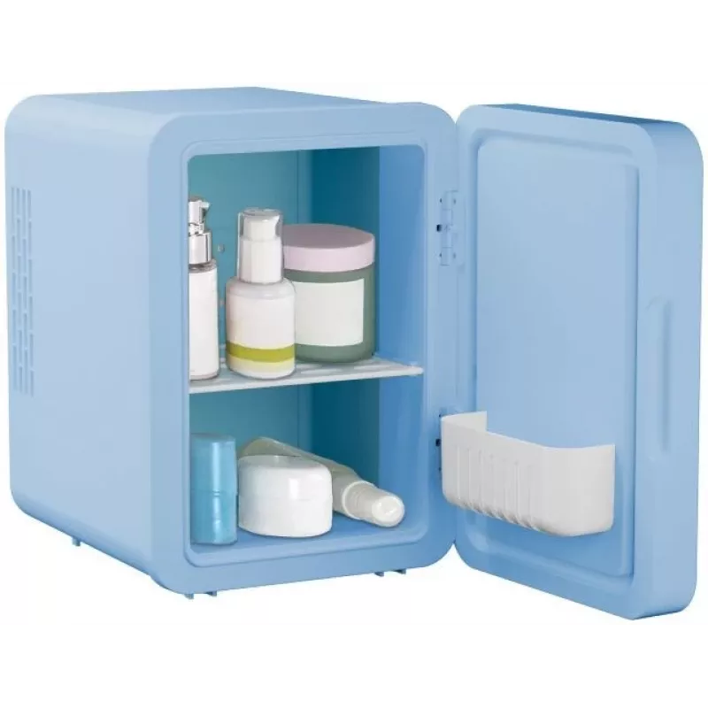 Mini nevera con espejo de maquillaje LED Elle 4 L azul — nevera personal para cosméticos