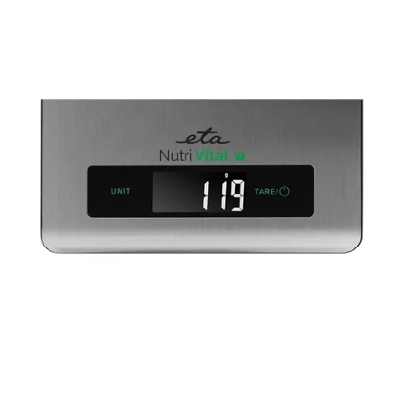 Báscula de cocina electrónica ETA Nutri Vital Metallic Rectangle — capacidad 5 kg, precisión 1 g, LCD
