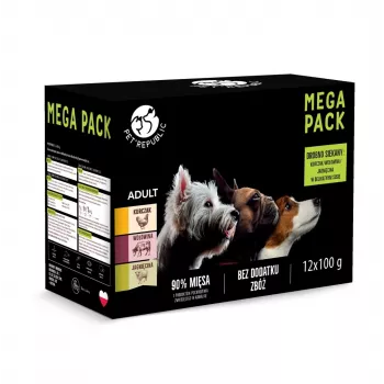 Comida húmeda para perros bolsitas PetRepublic 12 x 100 g — pollo, ternera, cordero