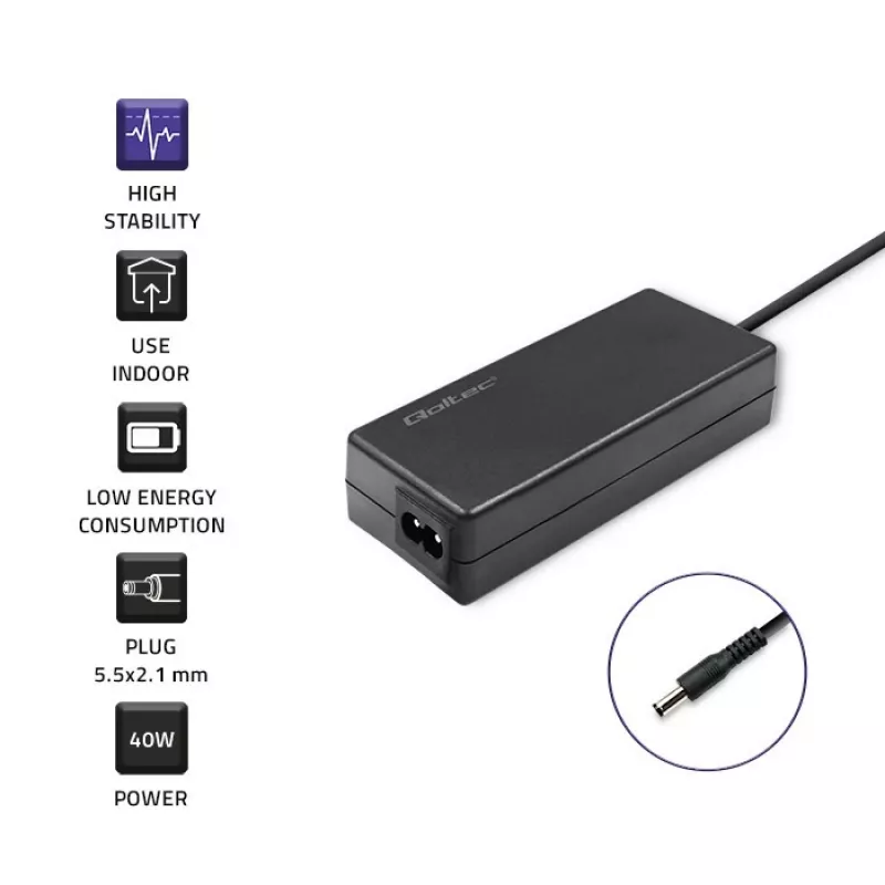 Fuente de alimentación AC 40W 12V, 3,33A, 5,5x2,1