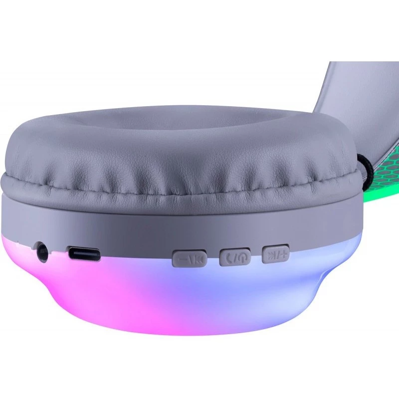 Defender FreeMotion B651 63651 auriculares inalámbricos supraaurales, Bluetooth 5.3, retroiluminación RGB, 20–20000 Hz, 105 dB, USB-C, AUX, blancos