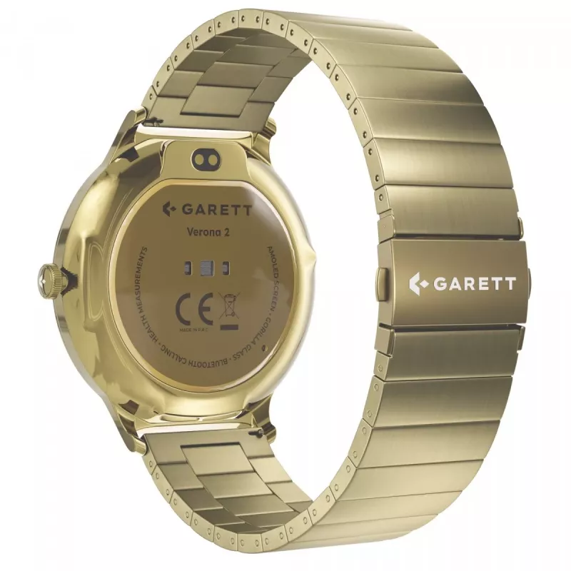 Smartwatch Garett Verona 2 Gold Steel con Bluetooth y medidor de frecuencia cardíaca