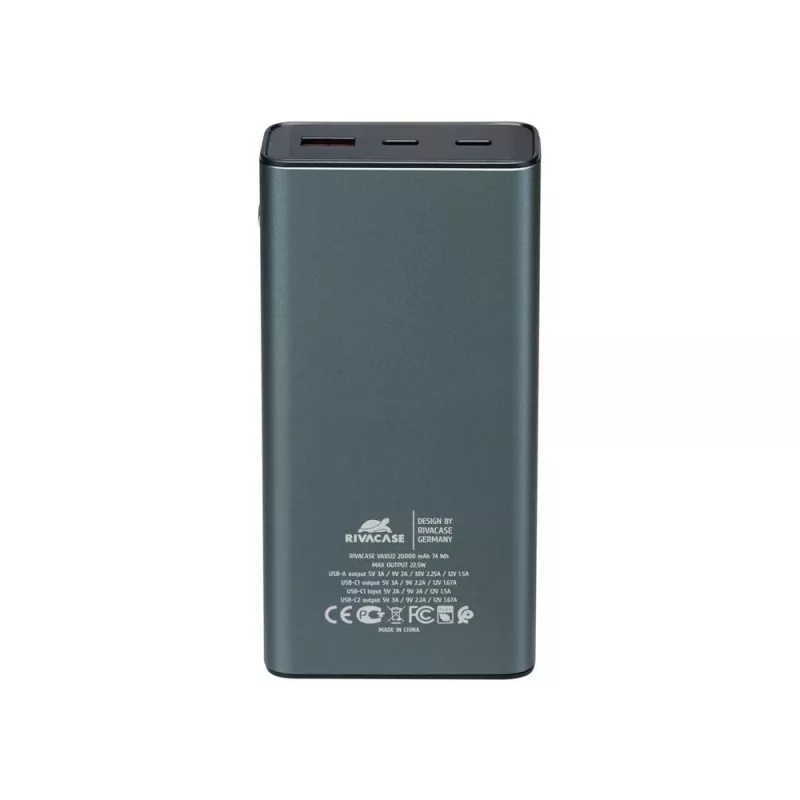 Batería externa Rivacase VA1022 20000 mAh USB cargador portátil