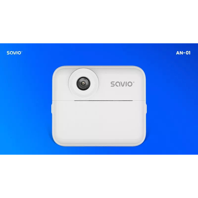 Cámara instantánea SAVIO AN-01 para niños, blanca, LCD de 6,1 cm (2,4″), MicroSDHC hasta 32 GB, USB-C, batería de 1200 mAh, sin flash integrado