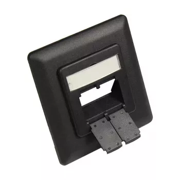 Pieza central 50x50 mm con marco embellecedor 80x80 mm para tomas de red, negro intenso (mate) RAL9005, Good Connections (GC-N0055)