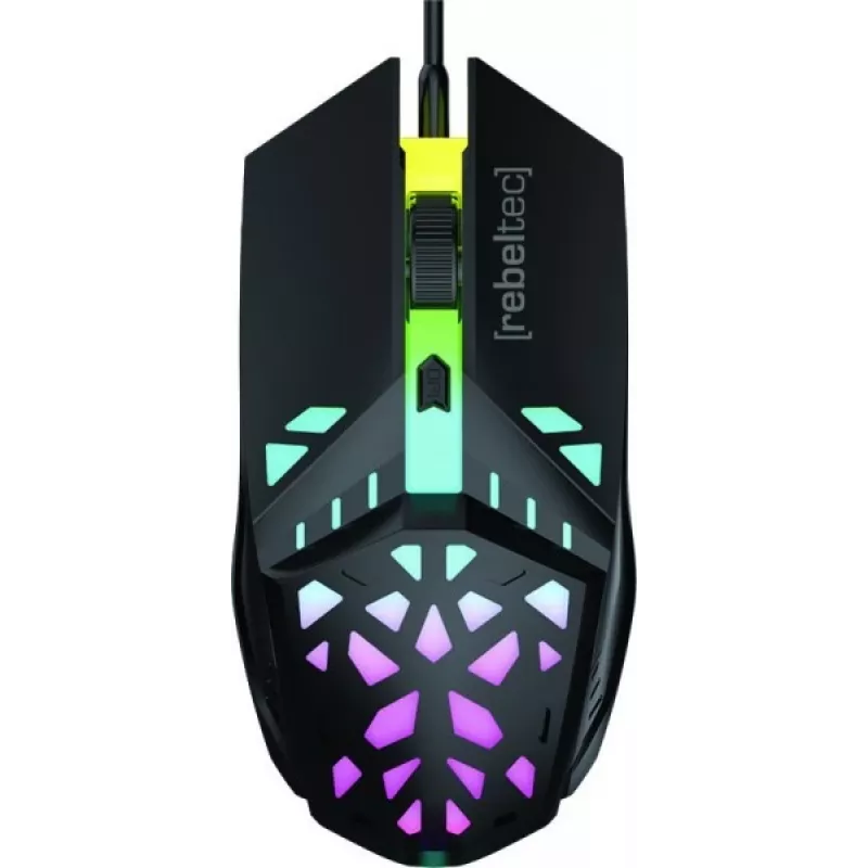 Ratón gaming con cable Rebeltec SHARK — diseño ergonómico, sensor óptico