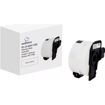 Rollo de etiquetas Renkforce, compatible como repuesto para Brother DK-11208, 90 x 38 mm, papel, blanco, 400 uds. (RF-6027494)