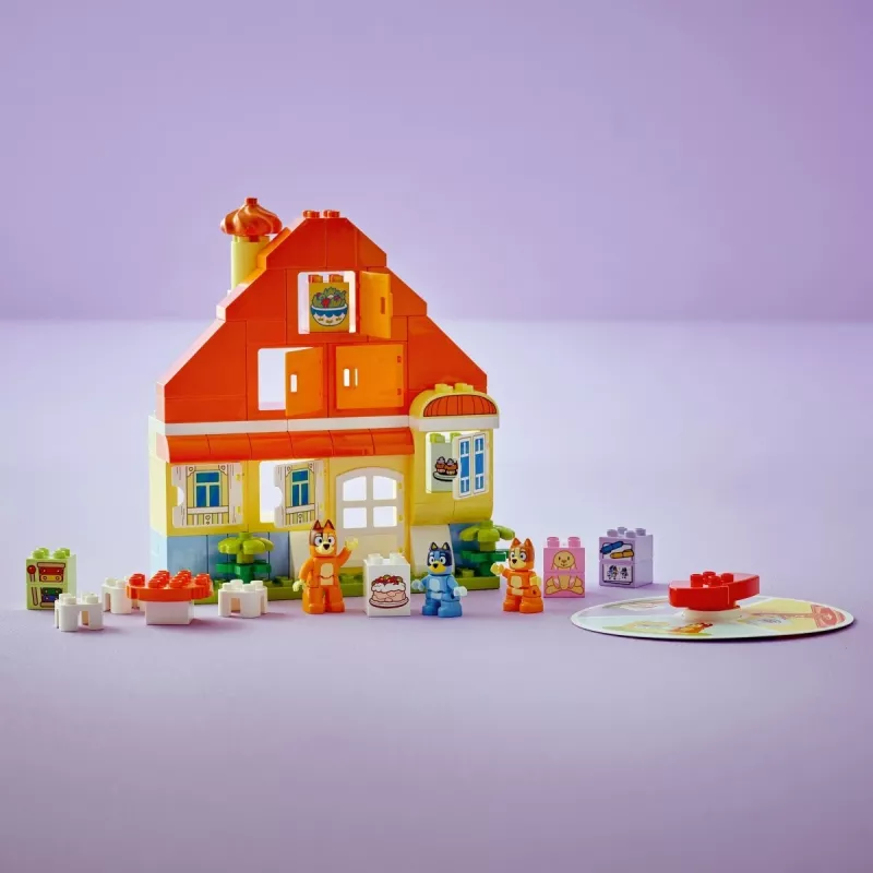Juguete de construcción LEGO Bluey Casa familiar con juego de memoria 10459 — 83 piezas, 3 minifiguras, edad 3+