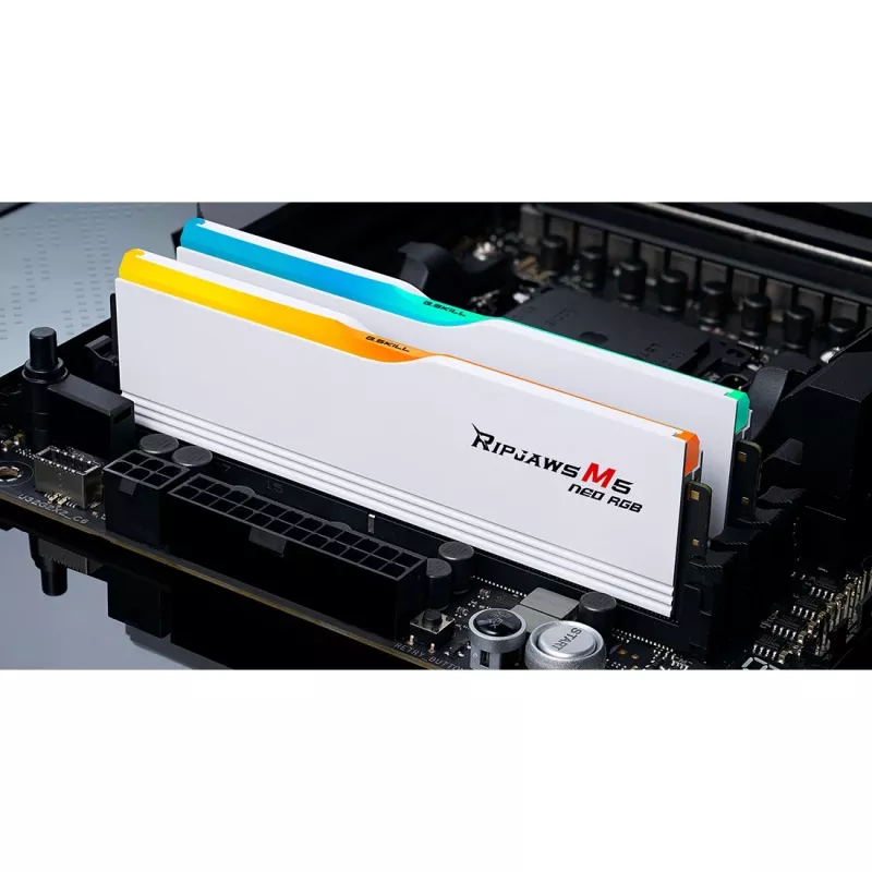DIMM 64 GB DDR5-6000 (2x 32 GB) Dual-Kit, memoria blanca, F5-6000J2836G32GX2-RM5NRW, Ripjaws M5 Neo RGB, AMD EXPO