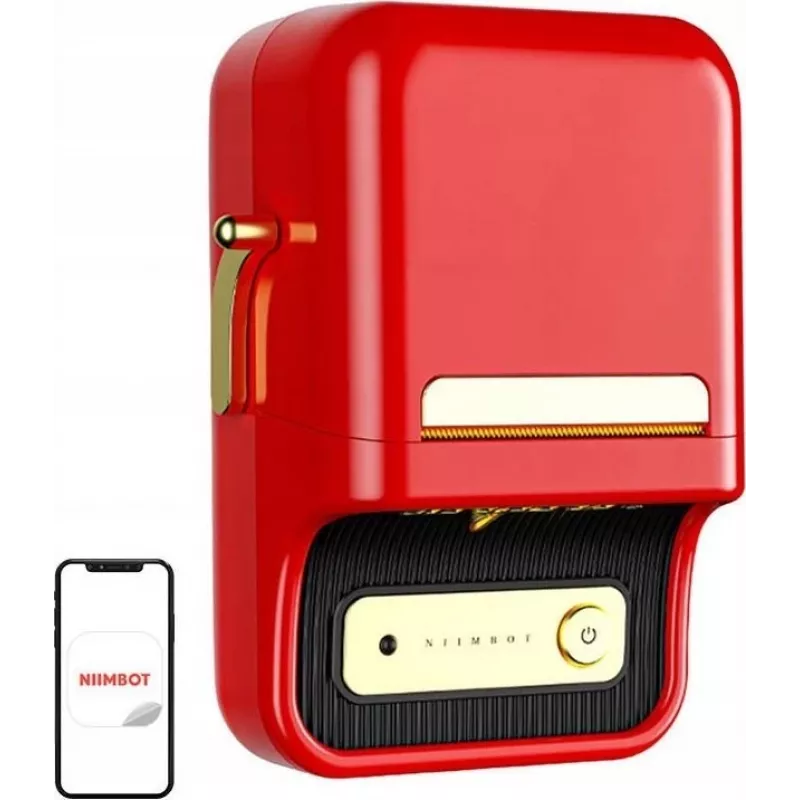 Impresora de etiquetas NIIMBOT B21S roja — impresora térmica Bluetooth compacta, 50 mm de ancho de impresión, 60 mm/s, batería de 1200 mAh