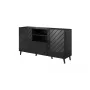 Cómoda Cama Meble ABETO 150x42x82 cm, negro alto brillo, estructura de MDF, 1 cajón