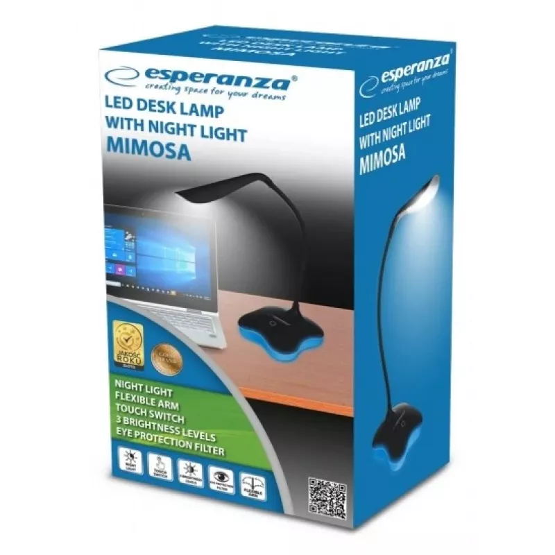 Esperanza ELD105K Mimosa lámpara de escritorio LED, 3 W, negra